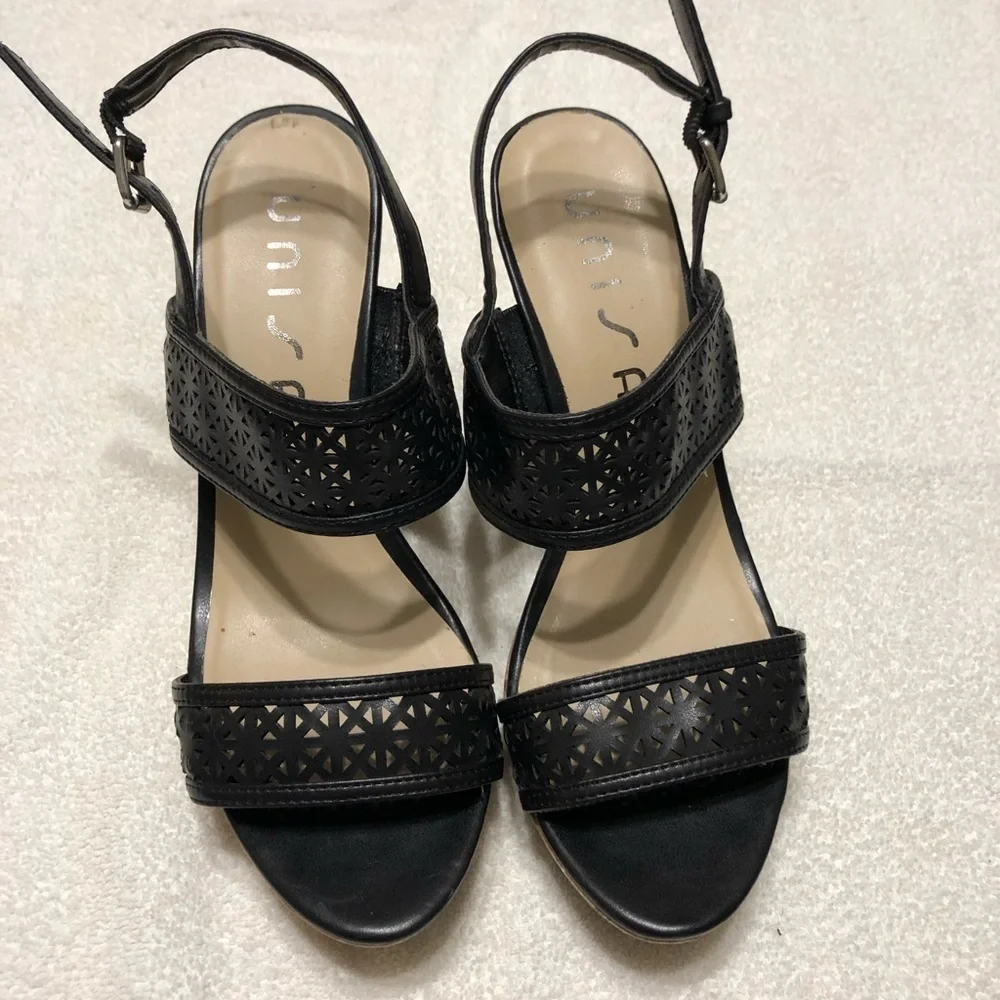 Unisa Black Wedge Sandals